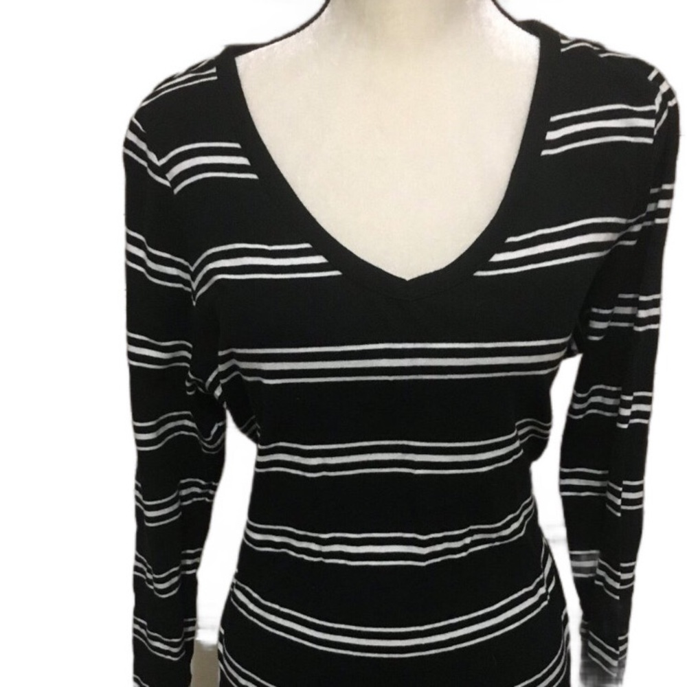 Stripe Black and White Long Sleeve Tee 1X